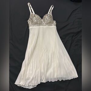 White Babydoll Dress with Silver Sequins